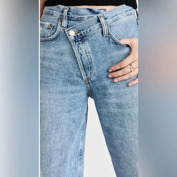 ! Agolde Cris Cross Upsize Light Indigo Wash Denim Jeans Size 27 - Picture 4 of 8